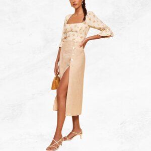 Reformation Mott Skirt in Oatmeal